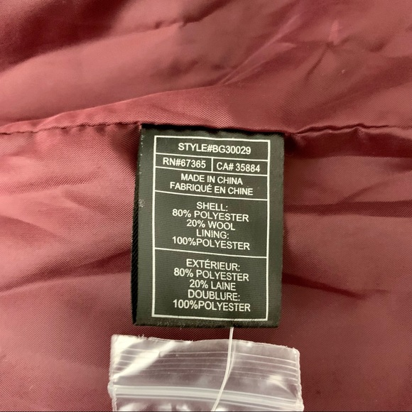BB Dakota Regan Burgundy Wool Blend Coat Sz XS - Picture 11 of 11